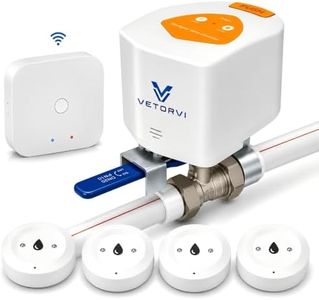 VETORVI Smart Water Leak Detector and Automatic Shutoff Valve Kit with Hub, 4 Water Leak Sensors