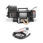 Warrior Winches Ninja Electric Winch 4500lb 12v - Wired Hand Control, Power In/Out High Torque Motor - HD Contacts, Steel Planetary Gearing, Mounting Plate, Hook, Full Load-Holding Brake - Steel Rope