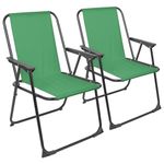 Harbour Housewares Folding Beach Deck Chair - Green - Pack of 2 - Metal Outdoor Patio Seat for Picnic, Garden, Camping