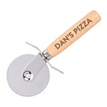 Personalised Custom Pizza Cutter Wheel Slicer Wooden Handle Pizzeria