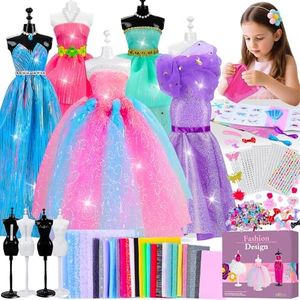MINIFUN 800+Pcs Fashion Designer Kit for Girls, Sewing Kit with 4 Mannequins, DIY Arts and Crafts Kit for Kids, Doll Clothes Making Kit, Girl Toys for Age 6 7 8 9 10 11 12 Year Old Gifts