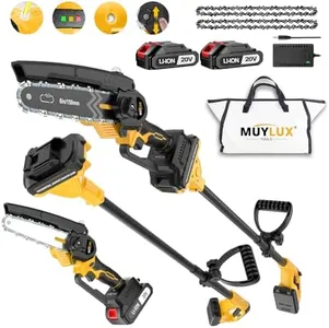 2-IN-1 6 Inch Pole Saw & Mini Chainsaw, 20V MAX 2.0 Ah Battery Powered Chain Saw, Lightweight 13 FT Max Reach Pole Saw for Tree Trimming, Wood Cutting