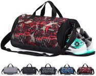 Sports Gym Bag with Shoes Compartment and Wet Pocket, Travel Duffle Bag for Men and Women (CamRed)