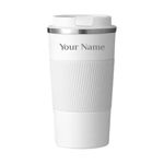 Giftana Personalized Coffee Tumbler with Name, Hot and Cold Double Wall Insulated Customized Travel Mug with Lid, Coffee Mug for Men and Women, Diwali Corporate Gifts for Employee Client (White 510ml)