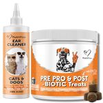 NutriPaw ClearEar Kit For Dogs - Drops to soothe Itchy, Waxy & Smelly Ears - Probiotic Chews for Gut Health, Gunky & Itchy Ears - Stop Head Shaking, Ear Scratching & Rubbing - Great for all dogs