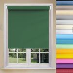 Window Roller Shades 100 x 60 cm UV Protection Thermal Properties Premium Fabric Straight Edge Dim-Out Roller Blind Easy to Install, for Bathroom,The Office, Dark Green