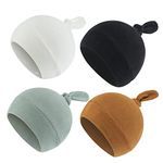 Bamery Newborn Hospital Hat Organic Cotton Baby Hat 0-12 months Preemie Infant Boy Girl Beanie Cap 4-Pack (4pack, 0-3 Months)