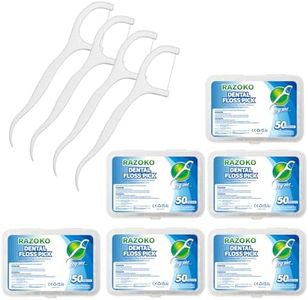 Dental Floss Picks High Toughness Professional Toothpicks Sticks 6-Pack(300pcs) with Portable Case and Dental Picks Perfect for Family,Hotel,Travel