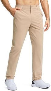 Pudolla Men's Golf Pants Work Dress Comfy Pants Casual Slacks Trousers with Pockets(Khaki 42Wx32L)