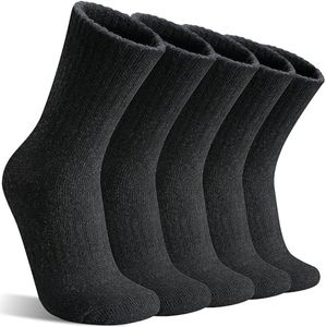 MOGGEI Womens Wool Warm Socks for Hiking Winter Thick Thermal Crew Cozy Cabin Ladies Gift Comfy Boot Work Socks 5 Pairs(Black B(5 Pairs))