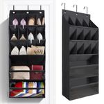 FENTEC 1 Pack Over the Door Shoe Organizer, Hanging Shoe Organizer with Large Pocket Shoe Holder Hanging Shoe Rack for Closet Shoe Organizer for Wall, Over Door Organizer with 12 Pockets, Black