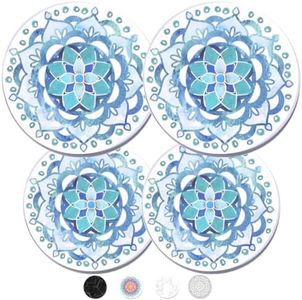 Robbins Aria - Electric Stove Burner Covers - Set of 4, Coil Protectors, Round, Range, Cooktop, Standard Size (Blue Mandala)