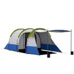 Outsunny 2-3 Man Camping Tent, Tunnel Tent with Weights, Bedroom and Living Room, 2000mm Waterproof, Portable with Bag, for Fishing Hiking Festival, Green