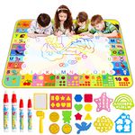 Water Doodle Mat - 120 x 90cm Large Aqua Magic Water Drawing Mat with Magic Pens, Stamps, Molds No Mess Coloring Painting Educational Christmas Birthday Gift for Toddlers Boys Girls Toys Aged 3 4 5