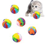 6 Packs Colorful Cat Toys, Soft Interactive Plush Bite-resistant Cat Balls Toys, Cute Kitten Toys Pet Pom Pom Balls for Playing, Chasing, Teeth Grinding, Chewing, Training(B)