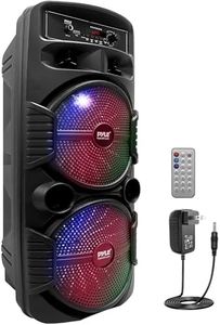 Pyle Portable Bluetooth PA Speaker System - 600W Rechargeable Outdoor Bluetooth Speaker Portable PA System w/ Dual 8” Subwoofer 1” Tweeter, Microphone In, Party Lights, USB, Radio, Remote - PPHP2835B