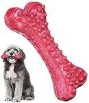 Peteast Dog Toys, Durable Dog Chew Toys for Aggressive Chewers Bacon Flavored Tough Natural Rubber & Teeth Cleaning Chewing Bones for Large/Medium/Small Dogs