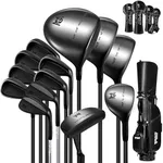PGM 19 Piece Men's Complete Golf Club Sets - Ultra-Thin Face Titanium Driver (0.85+ COR), High COR Fairway Woods, Forged Irons, Precision CNC Milled Putter, with Stand Bag - Right Handed -Regular