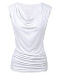 Zeagoo Summer Tops Tank Top for Women Dressy Tops Sleeveless Shirt Stretch Blouse with Side Shirring White