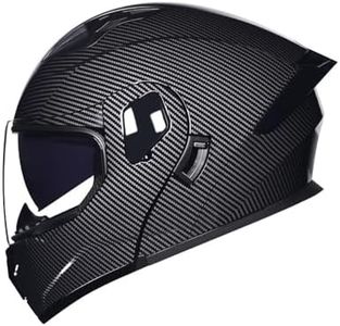TTMiku Motorcycle Helmet Modular, Integrated Dual Visor Flip Up Full Face Motocross Street Bike ATV Snowmobile Motorbike Helmet, DOT Approved, Carbon Fibre, S