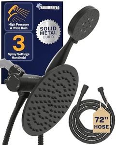 HammerHead Showers® ALL METAL Dual Shower Head Combo – MATTE BLACK – 8 Inch Rainfall High Flow Shower Head & 3-Flow Handheld Shower Head High Pressure with Hose 6ft - Luxury Double Shower Heads
