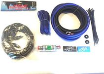 Oversized 8 Ga CCA AWG Amp Kit Twisted RCA Blue Black Complete Sky High