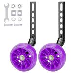 Bike Training Wheels, Pair of Heavy Duty Rear with Stabilizers Mounted Kit for Single Speed Bicycle with 12 14 16 18 20 Inch (Purple)