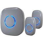 SadoTech Wireless Doorbells for Home, Apartments, Businesses, Classrooms, etc. - 2 Door Bell Ringer & 1 Plug-In Chime Receiver, Battery Operated, Easy-to-Use, Wireless Doorbell w/LED Flash, Gray