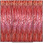 WD&CD 3 Pcs Foil Fringe Curtains Re