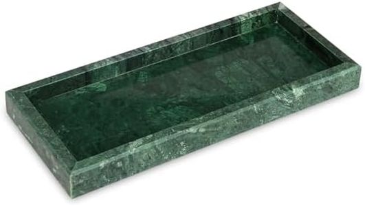 HESHIBI Marble Bathroom Vanity Tray,Luxury Natural Stone Small Decorative Tray,Soap Dispenser Dresser Top Perfume Home Kitchen Toilet Tank Sink Tray for Soap Bottles, Key Trinket Ring Tray(Green)