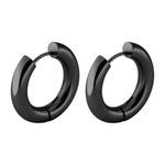 Bold Street Stainless Steel 18k Anti -Tarnish Mini Hoop Earring - Unisex cute mini Hoop | Gifts For Women & Men (Black)