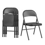 KAIHAOWIN All Steel Folding Chairs Metal Frame Double Hinged Foldable Chairs for Indoor Outside Events Home Office 4 Pack -Black