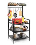 WINSTAR Metal Microwave Stand | Microwave & OTG Rack for Kitchen Counter | Double Platform for Extra Storage | Kitchen Oven Rack | Black (No Wheels, 4 Shelf)