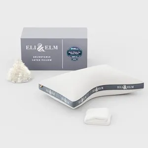 Eli & Elm | Ultimate Side Sleeper Pillow with Adjustable Filler to Get The Perfect Contour Curved Pillow for A Neck Pain Relief Sleep - Removable Latex and Polyester Filling (Pillow & Pillow Case)