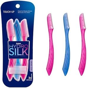 Schick Hydro Silk Touch-Up Multipurpose Exfoliating Dermaplaning Tool, Eyebrow Razor, and Facial Razor with Precision Cover, 3 Count (Packaging May Vary)