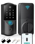 Firstriver Smart Door Lock with Built-in WiFi, Fingerprint Keyless Entry Front Door Deadbolt with Keypad, App Control, Auto Lock, Alexa & Google Assistant, Black