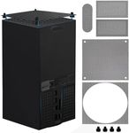 Chanvoo Dust Filter Compatible with Xbox Series X, Accessory Set with 4 Silicone Plugs & 4 PVC Meshes - High-Density Breathable Metal Mesh Top Protection (Black)