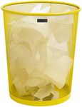 Mind Reader Mesh Trash Can, 16.65L (4.4 gal), Waste Paper Basket, Round, Office, Metal Mesh, 11.5" L x 11.5" W x 13.75" H, Yellow