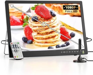 17 Inch Small TV with 1080P HDMI Input, Desobry Portable TV with Antenna ATSC Tuner, Rechargeable Battery Operated TV Portable Monitor Built-in TV Stand, Mini TV for Bedroom, Kitchen, Camping, RV