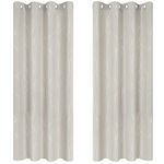 Deconovo Super Soft Dotted Line Foil Printed Thermal Insulated Blackout Curtains Window Treatment Eyelet Curtains for Livingroom 46 x 54 Inch Light Beige Two Panels