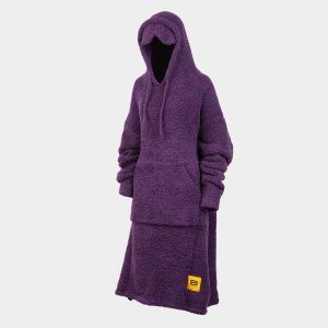 Big Blanket Co Premier Plush Hoodie Deep Purple | Ultra-Soft Wearable Blanket | Plush Sherpa-Lined Hoodie Blanket | One Size Fits All