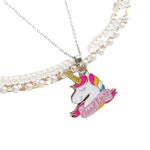 El Regalo 1 PC Cute Colorful Rainbow Cloud, Daisy Flower, Love Heart Pendant Necklaces for Toddlers/Kids/Girls/Teens/Women (Unicorn)