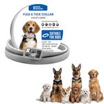 Qpets® Flea & Tick Collar for Dogs, Adjustable Anti-Tick Collar Waterproof Against Ticks Silicone Pet Collars Long-Lasting Protection Safe & Comfortable for Puppies & Adult Dogs (Length 62cm)