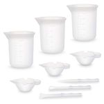 Zocipro 9Pcs Silicone Measuring Cups for Epoxy Resin, Including 3Pcs 100ml Non Stick Mixing Cups & 3Pcs 10ml Silicone Mixing Cups & 3Pcs Silicone Stir Sticks, for DIY Resin Casting Painting