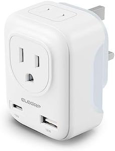 ELEGRP UK Travel Plug Adapter, US to UK Plug Adapter Converter with USB-A & USB-C Ports, Type G Travel Adapter for Ireland Scotland England British Hong Kong Irish Singapore Dubai Kenya, FCC, 1 Pack