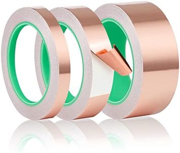 Swpeet 3 Roll 3 Size Copper Foil Tape Set, 1/2 Inch x 66 FT, 1Inch x 66 FT, 2inch x 33 FT Double Sided Conductive Copper Foil Adhesive Tape for Guitar Shielding Electrical Repairs Grounding Soldering