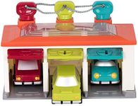 Battat – 3 Car Garage – Shape Sorting Toy Garage with Keys and 3 Toy Cars for Toddlers 2 Years + (5-Pcs)