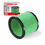 Shop-Vac Replacement Cartridge Filter 90304/90344, Fits Most 5–16 Gallon Shop-Vac Wet/Dry Vacuums, High Efficiency, Washable & Reusable, 1 Pack, Green