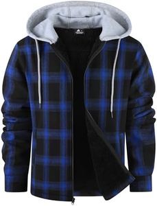 WENTTUO Mens Flannel Plaid Jacket Long Sleeve Fleece Sherpa Lined Winter Jacket Warm Coat for Men