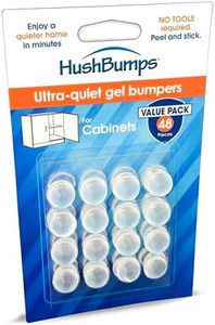 HushBumps, Ultra-Quiet, Energy Absorbing Compound Bumpers for Cabinets & Drawers – 48 Pieces – Multi-Compound Polyurethane Absorbs Shock & Dampens Sound – Provides a Soft & Quiet Close